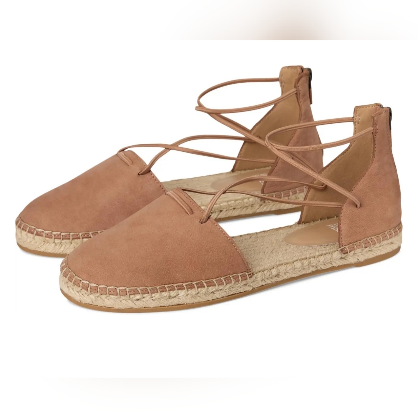 Eileen Fisher Lace D'orsay Espadrille Flats Latte Tan Nubuck Size 9